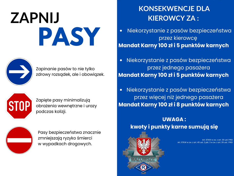 Pasy bezpieczeństwa-obowiązek korzystania nie tylko w samochodzie osobowym